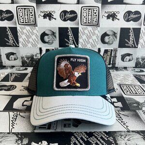 Authentic Goorin Bros The Fly High Bird Eagle Teal Gray Black Hat (NWT)